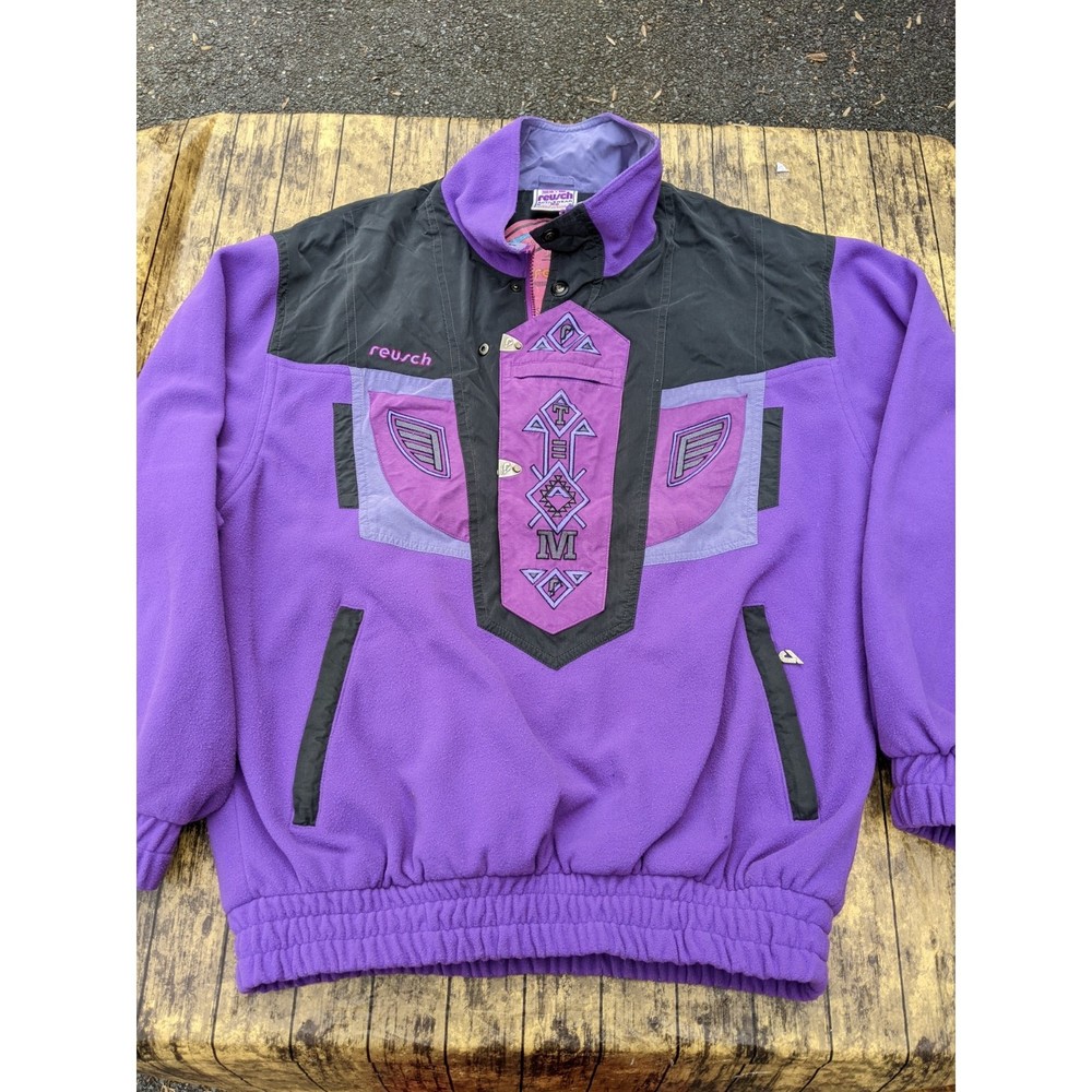 Vintage Reusch Pro-AM Activewear Purple Fleece Jacket 50 Fits Medium